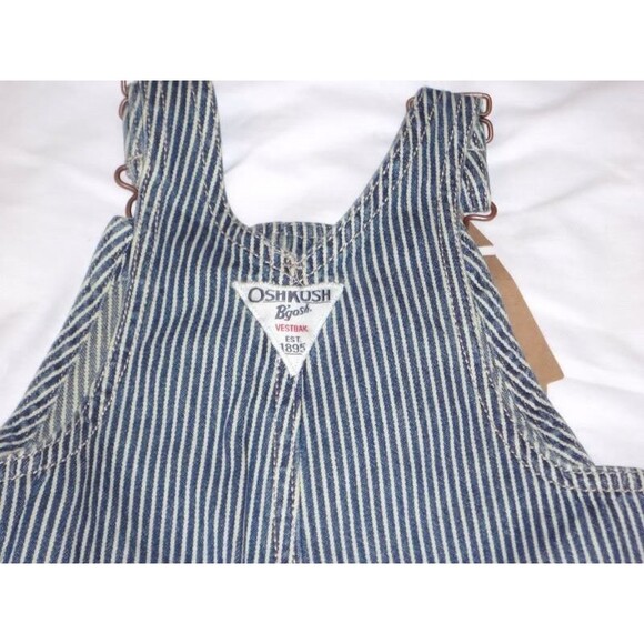 Boy OshKosh One Piece stripe overall conductor bib Jeans 9 M Months New Baby - Picture 4 of 5